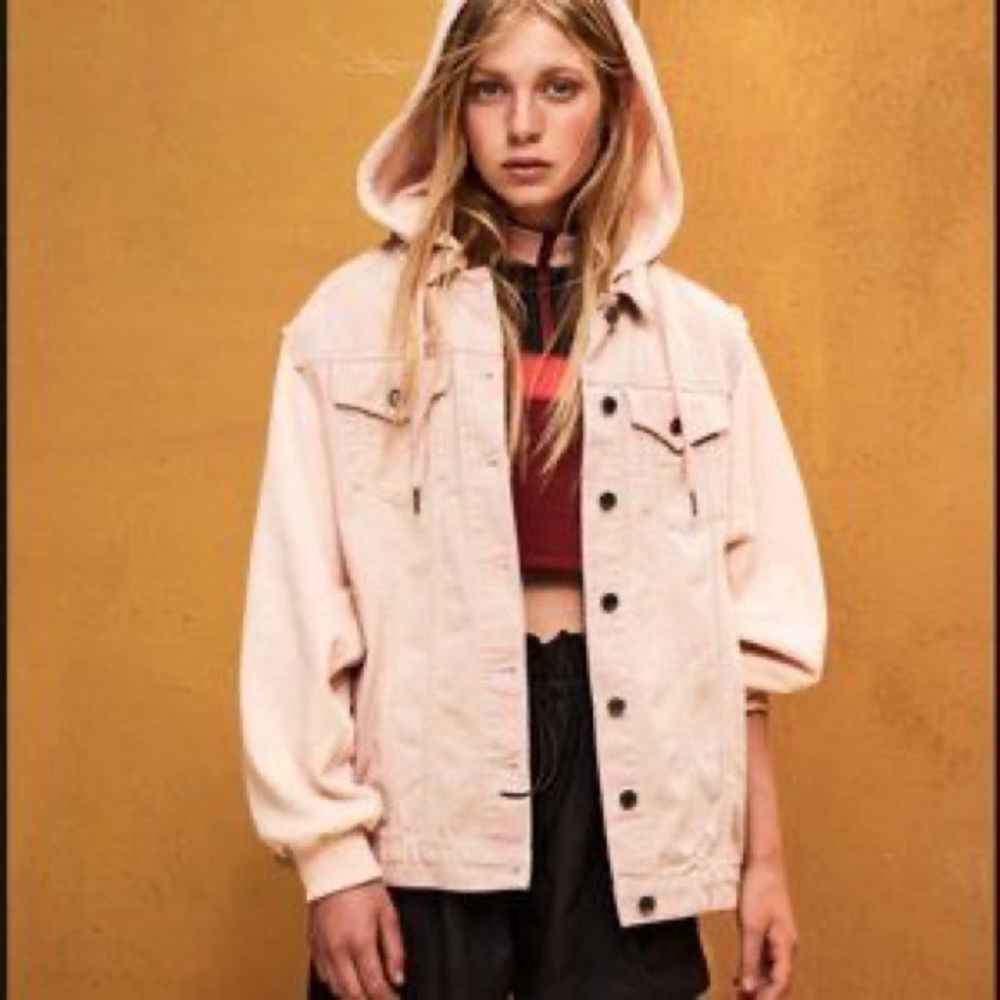 Scotch and Soda mixed media pink hoodie jacket, size xs (runs bigger)